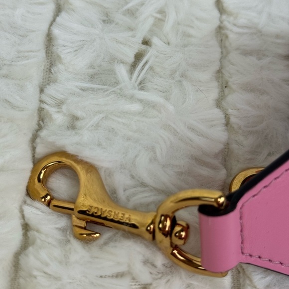 Versace Pink Nylon Leather La Greca Signature Embroidered Medusa Strap - Picture 4 of 13